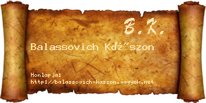Balassovich Kászon névjegykártya